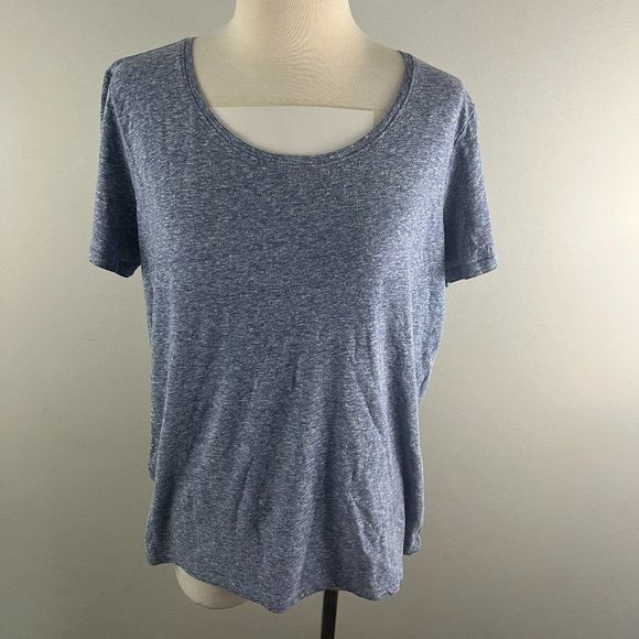 🌿4/$35🌿 MYSTYLE Blue‎ Scoop Neck Tee (L) - Picture 2 of 8